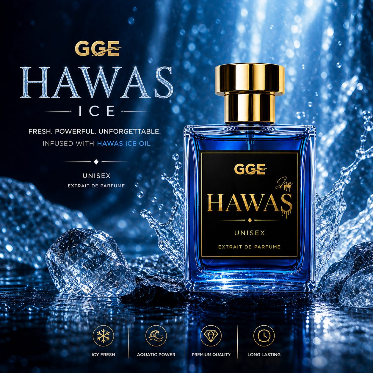 Hawas Ice Unisex Perfum – Long Lasting Luxury Fresh Aqua Fragrance | GGE