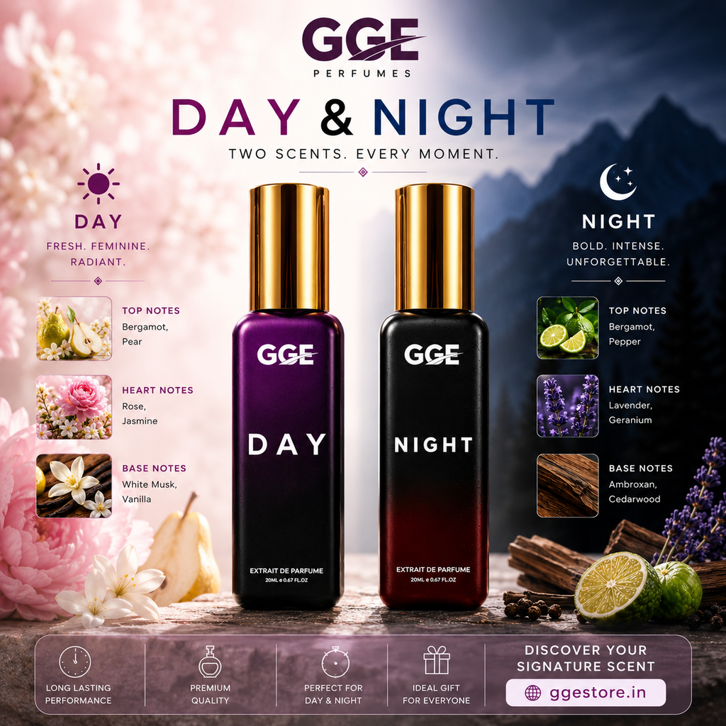 GGE Premium Day & Night Perfume Combo | 20ML x 2 Extrait De Parfum | Unisex