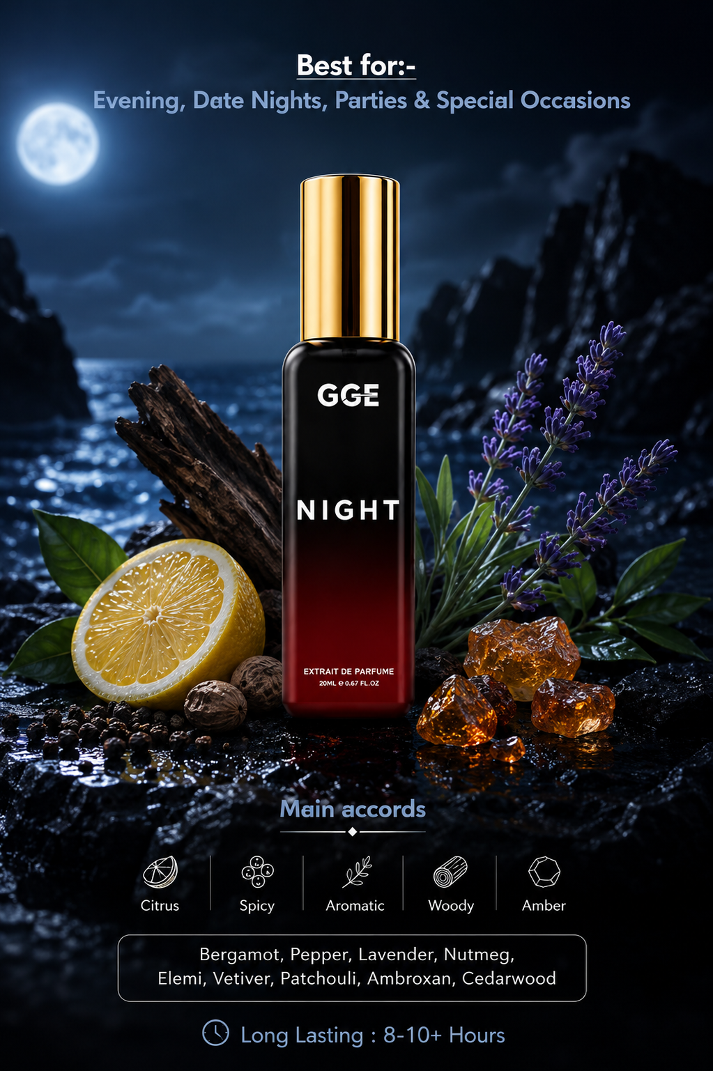 GGE Night 20ML Premium - Bold Woody Fresh Fragrance | GGE